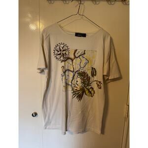 Liz Claiborne Vintage Map Print Beige T-shirt Medium